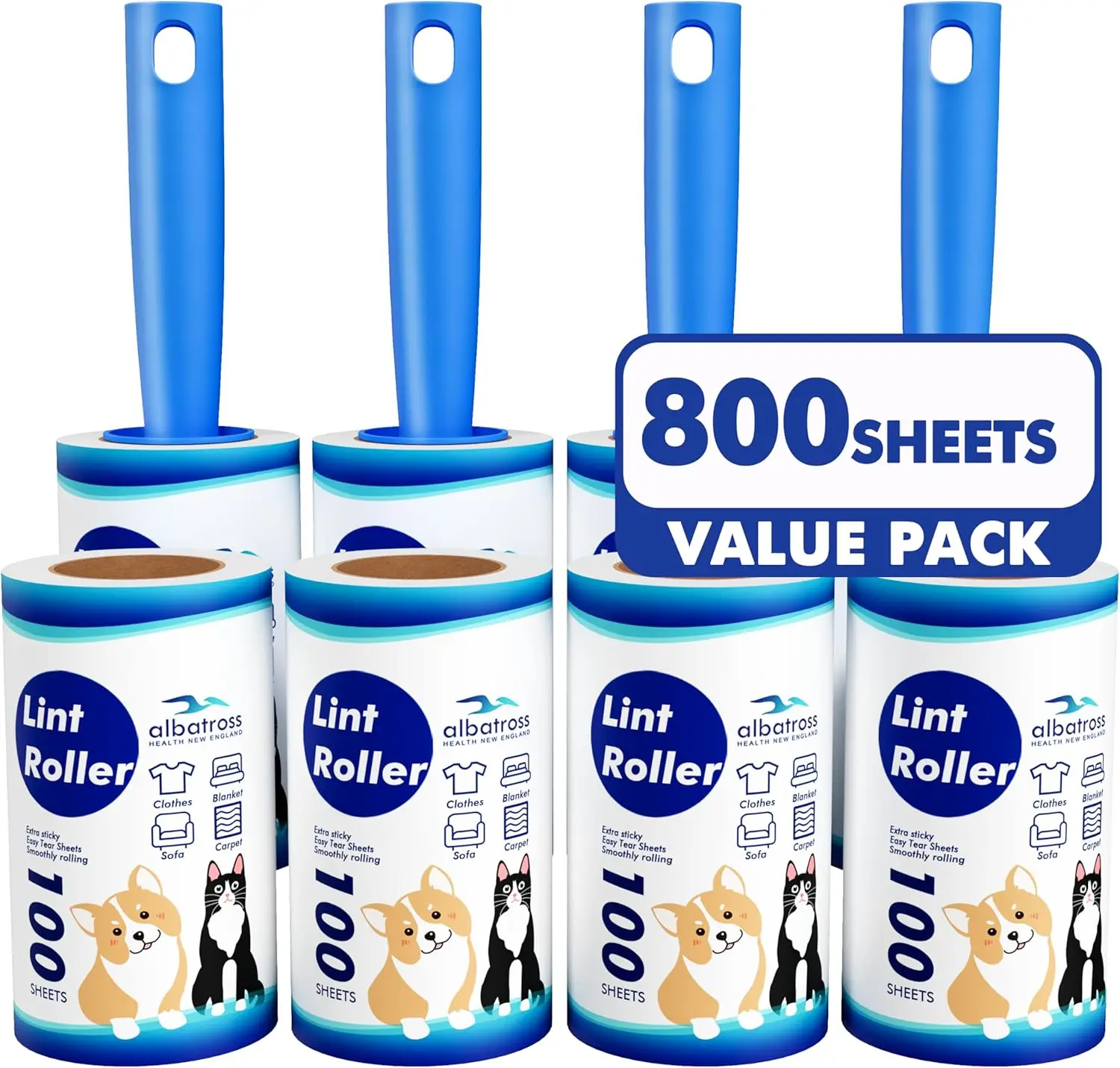 Extra Sticky 800-Sheet Lint Rollers for Pet Hair, Clothes & Furniture
Extra Sticky 800-Sheet Lint Rollers for Pet Hair, Clothes & Furniture