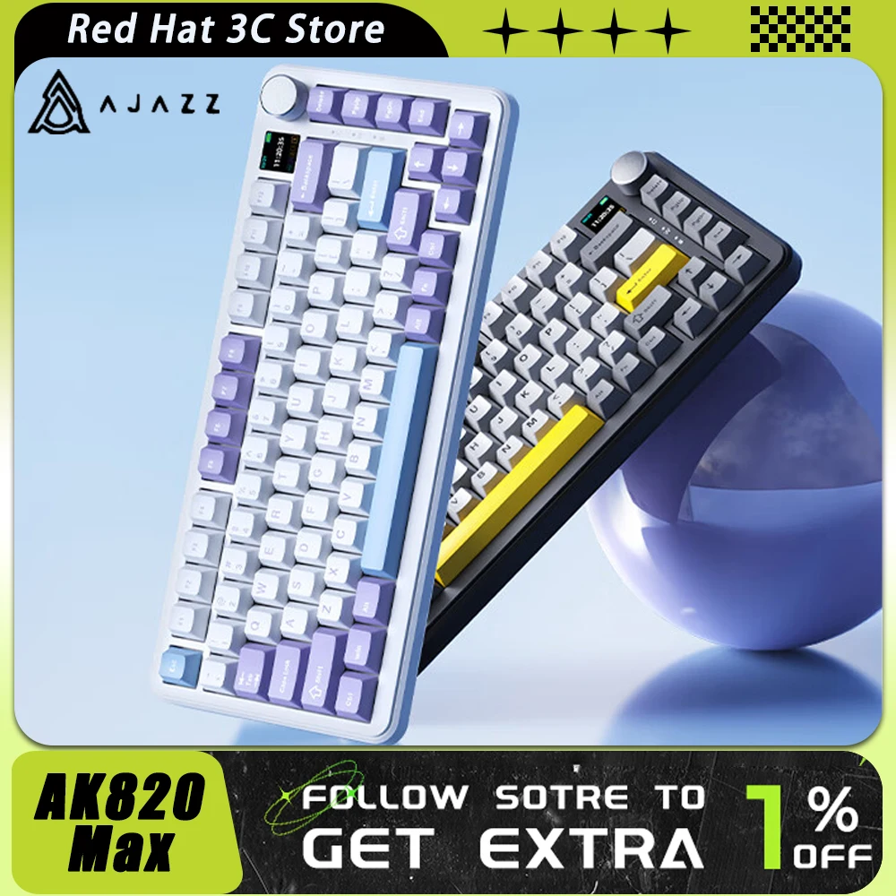 Клавиатура AJAZZ AK820 MAX Механическая с TFT-экраном, многофункциональная беспроводная игровая клавиатура с тремя режимами, прокладка, горячая замена, для ПК и геймеров
Клавиатура AJAZZ AK820 MAX Механическая с TFT-экраном, многофункциональная беспроводная игровая клавиатура с тремя режимами, прокладка, горячая замена, для ПК и геймеров
