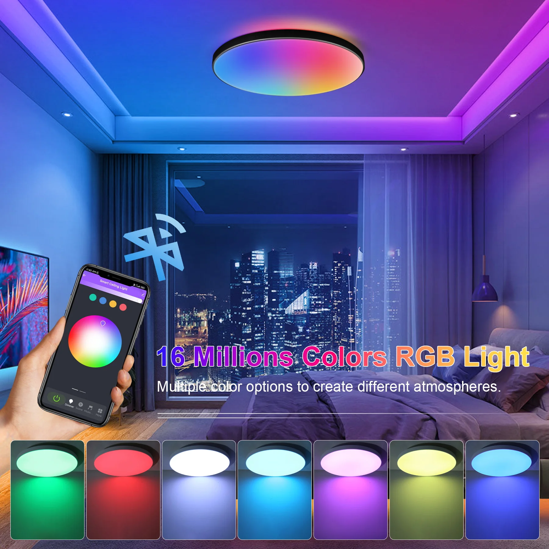 Потолочный светильник с Bluetooth, пульт дистанционного управления, RGB подвесные светильники, светодиодная люстра для гостиной, спальни, ванной комнаты, панель, декор комнаты, блеск
Потолочный светильник с Bluetooth, пульт дистанционного управления, RGB подвесные светильники, светодиодная люстра для гостиной, спальни, ванной комнаты, панель, декор комнаты, блеск