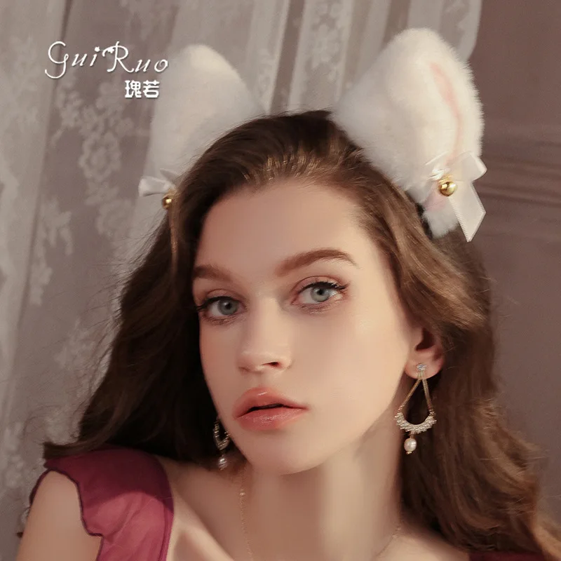 Women's Sexy Cat Ear Headband with Bow Fluffy Plush Sweet Hair Band Bell Hair Accessories for Women Cute Animal Ear Headpiece
Women's Sexy Cat Ear Headband with Bow Fluffy Plush Sweet Hair Band Bell Hair Accessories for Women Cute Animal Ear Headpiece