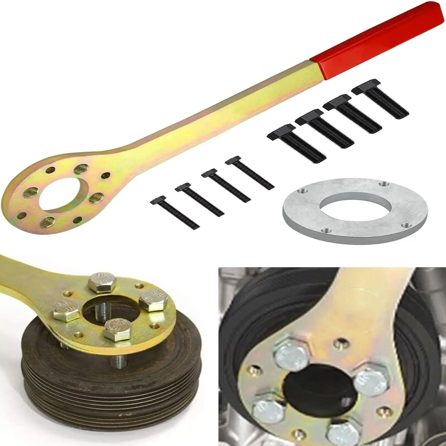 Crank Pulley Tool Kit, V2 Reinforced Crankshaft Holder for EJ Engines Timing Service, 8 Pins + Reinforcement Ring
Crank Pulley Tool Kit, V2 Reinforced Crankshaft Holder for EJ Engines Timing Service, 8 Pins + Reinforcement Ring