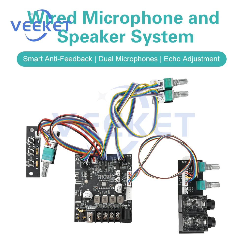 DC 12-24V 502T Lead Microphone Audio Integrated Machine Bluetooth Amplifier Board Module TPA3116D2 Dual Channel 50W + 50W
DC 12-24V 502T Lead Microphone Audio Integrated Machine Bluetooth Amplifier Board Module TPA3116D2 Dual Channel 50W + 50W