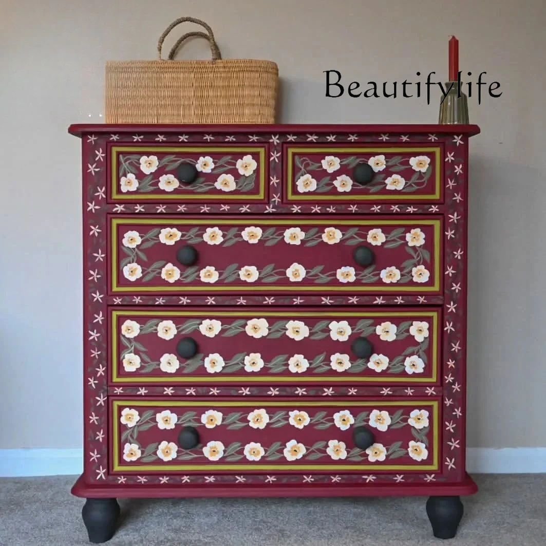 1 French Retro Solid Wood Hand-painted Art Chest Of Drawers American Simple Homestay Bedroom Storage Cabinet
1 French Retro Solid Wood Hand-painted Art Chest Of Drawers American Simple Homestay Bedroom Storage Cabinet