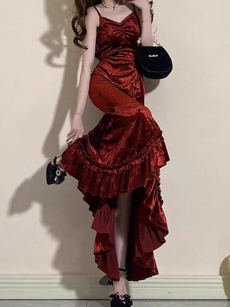 Wine Red Lolita Halter Fish Tail Dress Elegant Goddess Stylish Long Wrap around Skirt Casual Spring Summer Women's Dress
Wine Red Lolita Halter Fish Tail Dress Elegant Goddess Stylish Long Wrap around Skirt Casual Spring Summer Women's Dress