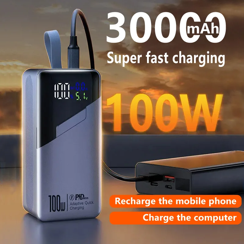 30000mAh Power Bank 100W Super Fast charging battery High-Capacity Digital Display Powerbank For computer Iphone Samsung Xiaomi
30000mAh Power Bank 100W Super Fast charging battery High-Capacity Digital Display Powerbank For computer Iphone Samsung Xiaomi