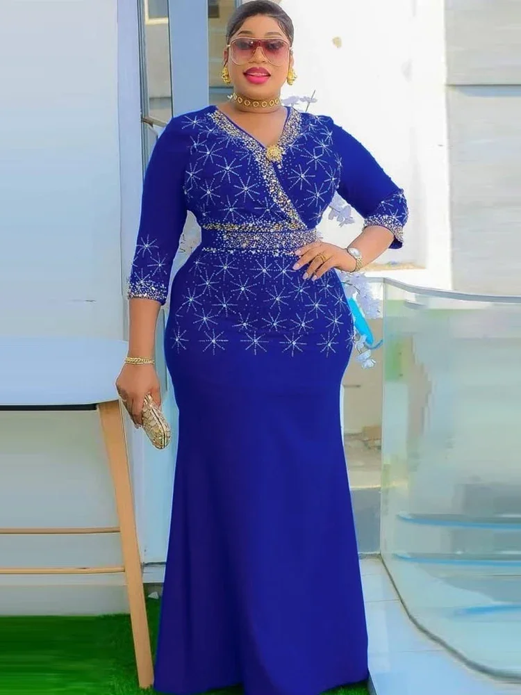 Luxury Crystal Dresses For Women Party Prom Evening Gown 2025 Summer V-neck Long Robes African Dashiki Ankara Outfits Clothing
Luxury Crystal Dresses For Women Party Prom Evening Gown 2025 Summer V-neck Long Robes African Dashiki Ankara Outfits Clothing