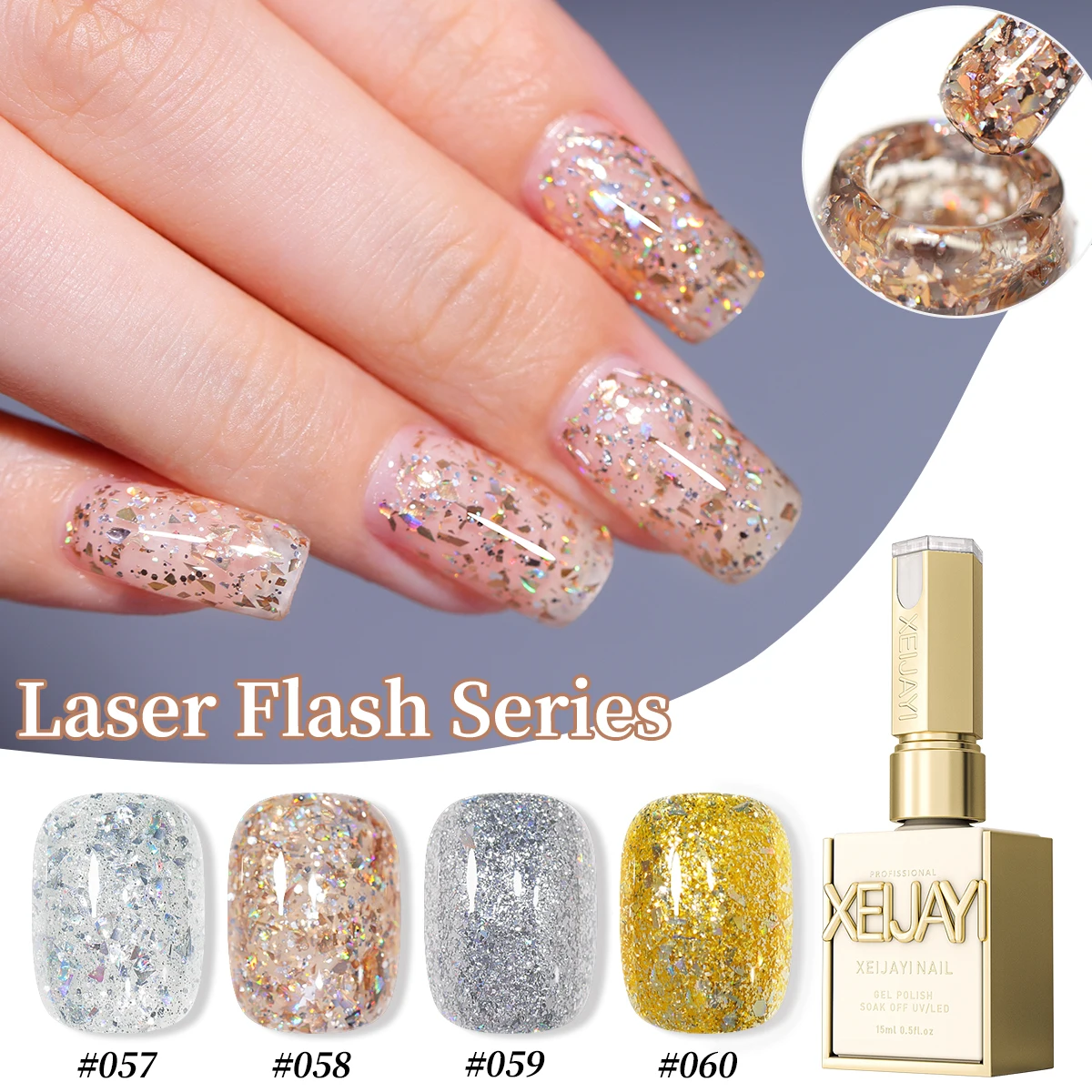 4pcs 15ml colorful Laser Flash Glitter Gel Nail Polish Set Starter Pure Soak Off No Wipe Nail Gel Polish Suitable For Spring
4pcs 15ml colorful Laser Flash Glitter Gel Nail Polish Set Starter Pure Soak Off No Wipe Nail Gel Polish Suitable For Spring