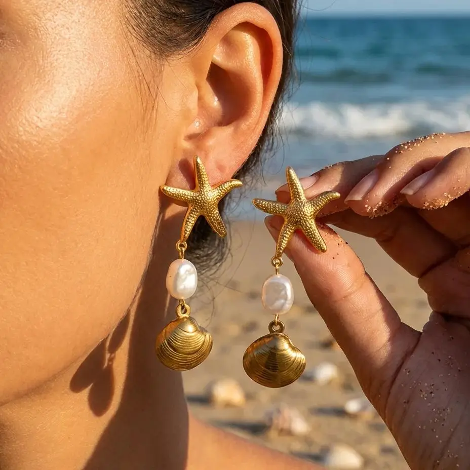Ocean Style Metal Starfish Shell Pearl Dangle Earrings For Women Gold Color Imitation Pearl Tassel Long Earring Beach Jewelry
Ocean Style Metal Starfish Shell Pearl Dangle Earrings For Women Gold Color Imitation Pearl Tassel Long Earring Beach Jewelry