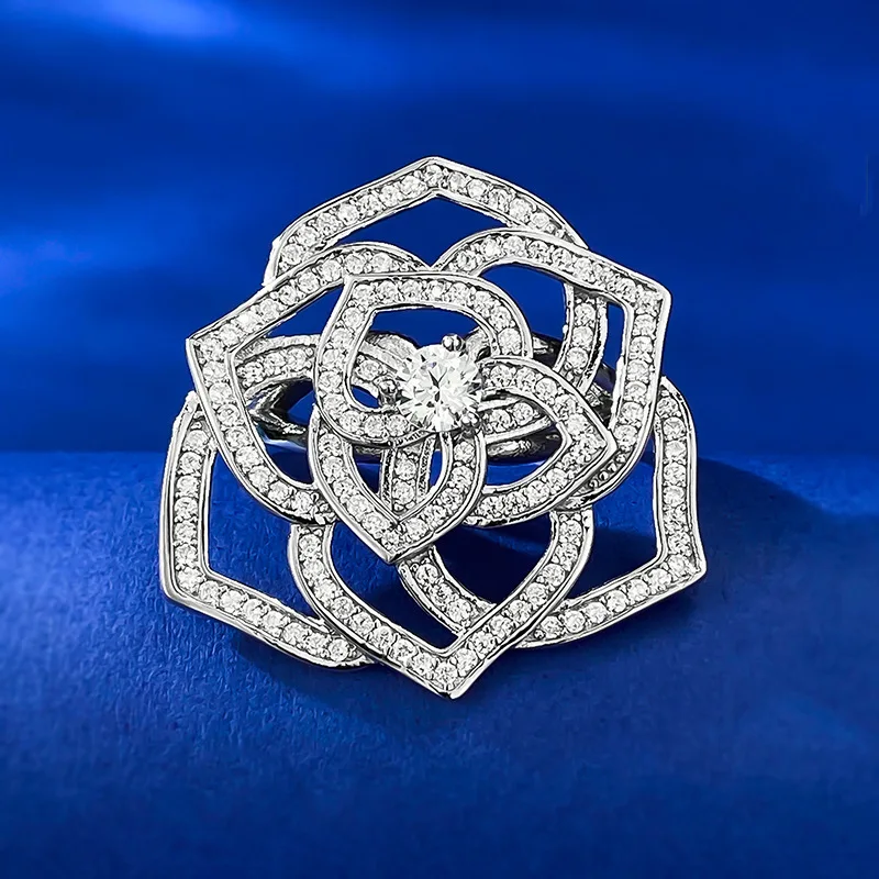 S925 Silver Mountain Camellia Ring, Women's Rose Ring, with a simple and high-end temperament, fashionable and socialite style
S925 Silver Mountain Camellia Ring, Women's Rose Ring, with a simple and high-end temperament, fashionable and socialite style