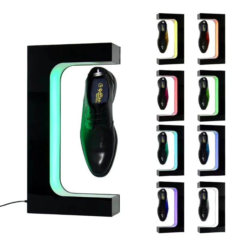 Hot sale magnetic float shoe display with LED light function