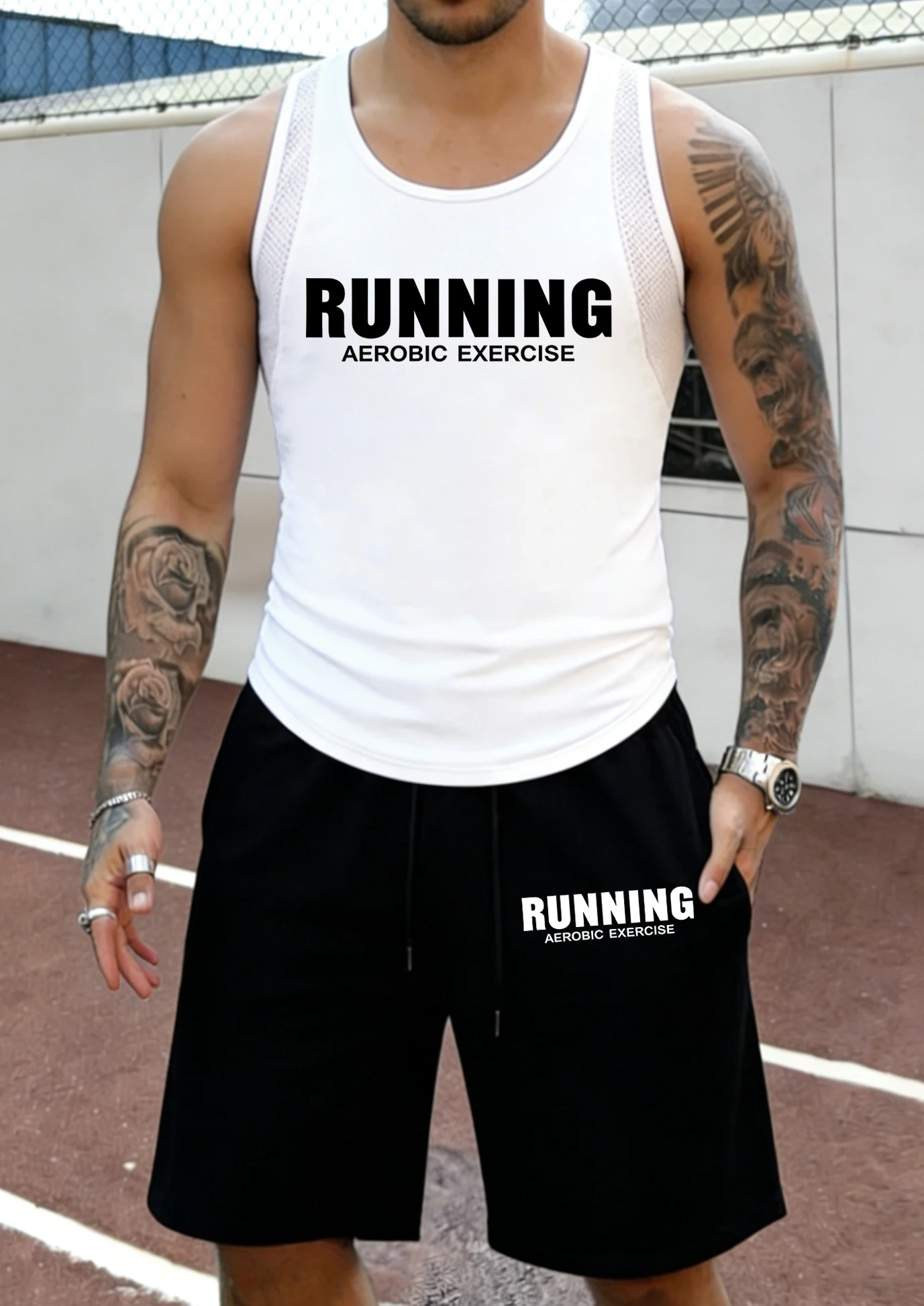 Running Aerobic Exercise Pattern Summer Mesh Fitness Vest Set Man Classic Pocket Shorts Quick Dry Sportswears Basic Short Pants
Running Aerobic Exercise Pattern Summer Mesh Fitness Vest Set Man Classic Pocket Shorts Quick Dry Sportswears Basic Short Pants