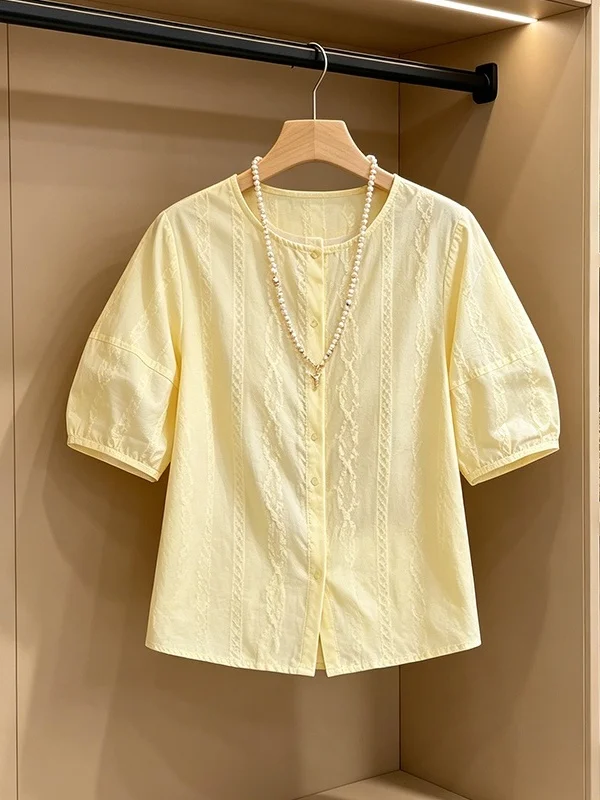 plus Size Women's Fashionable round Neck Short Sleeve Shirt Summer 2026 Versatile Design Skin-friendly Breathable French Style
plus Size Women's Fashionable round Neck Short Sleeve Shirt Summer 2026 Versatile Design Skin-friendly Breathable French Style