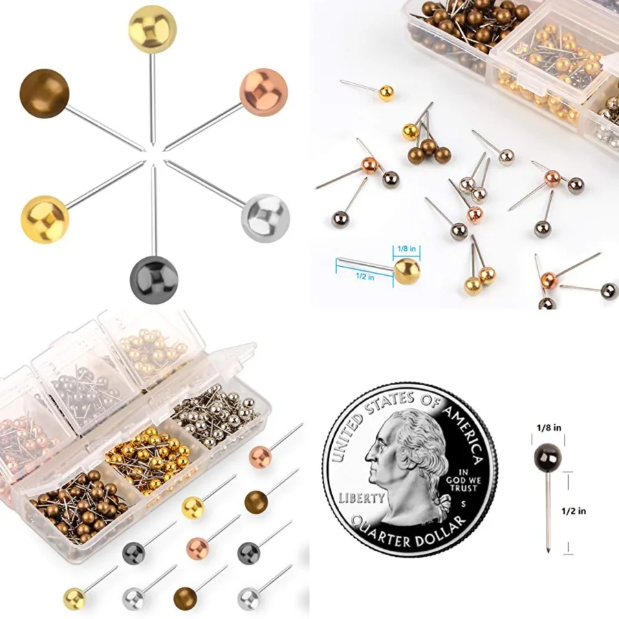 Push Pins Map Tacks 1/8-Inch Metallic Color Beads Head Marking Pins, 6 Colors, 360-count
Push Pins Map Tacks 1/8-Inch Metallic Color Beads Head Marking Pins, 6 Colors, 360-count