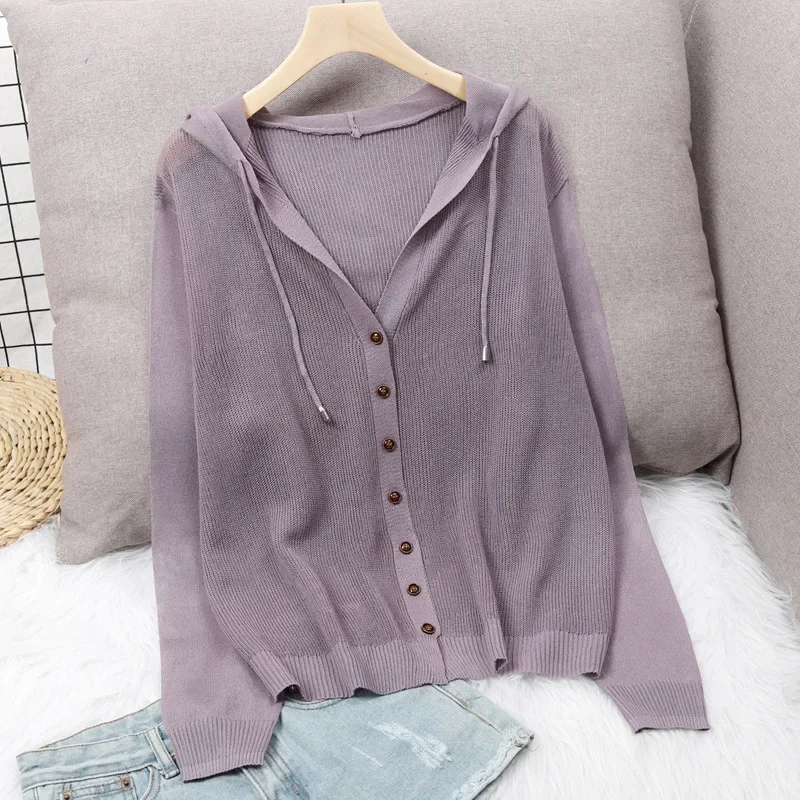 Cardigans Women Hooded Solid Long Sleeve Simple Knitting Korean Style Loose Spring Summer Sun-protected Coats Casual Ins Stylish
Cardigans Women Hooded Solid Long Sleeve Simple Knitting Korean Style Loose Spring Summer Sun-protected Coats Casual Ins Stylish