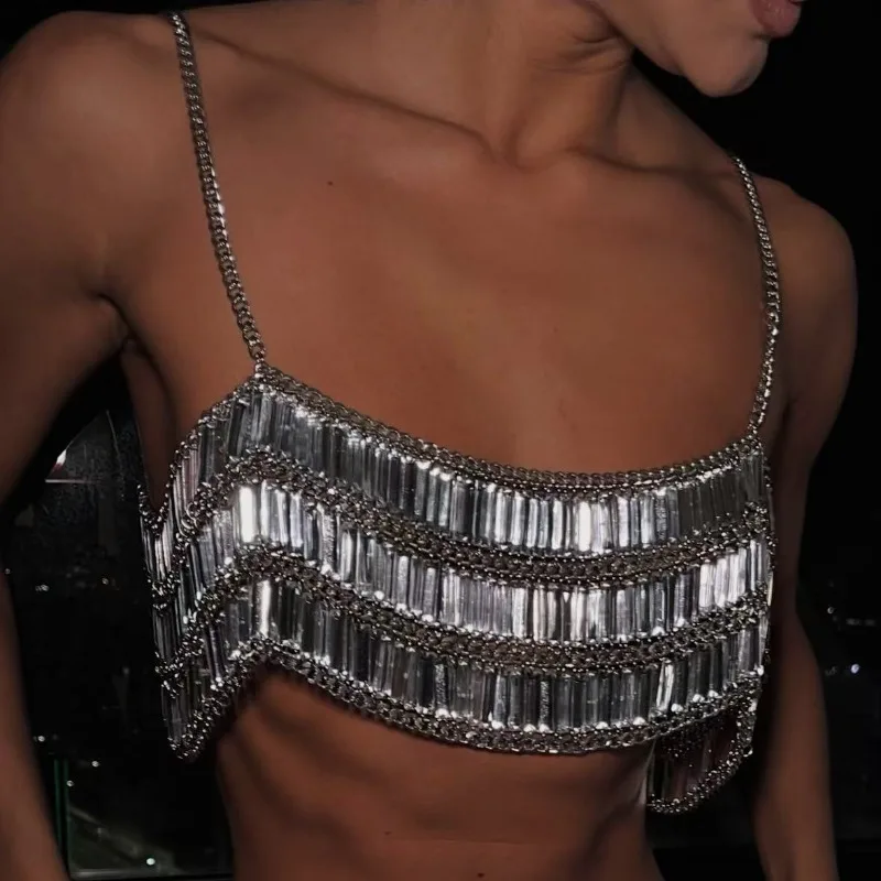 Luxury Acrylic Sequins Handmade Camis Crop Tops Women Sexy Spaghetti Straps Backless Body Chain Night Clubwear Beach Party Vests
Luxury Acrylic Sequins Handmade Camis Crop Tops Women Sexy Spaghetti Straps Backless Body Chain Night Clubwear Beach Party Vests