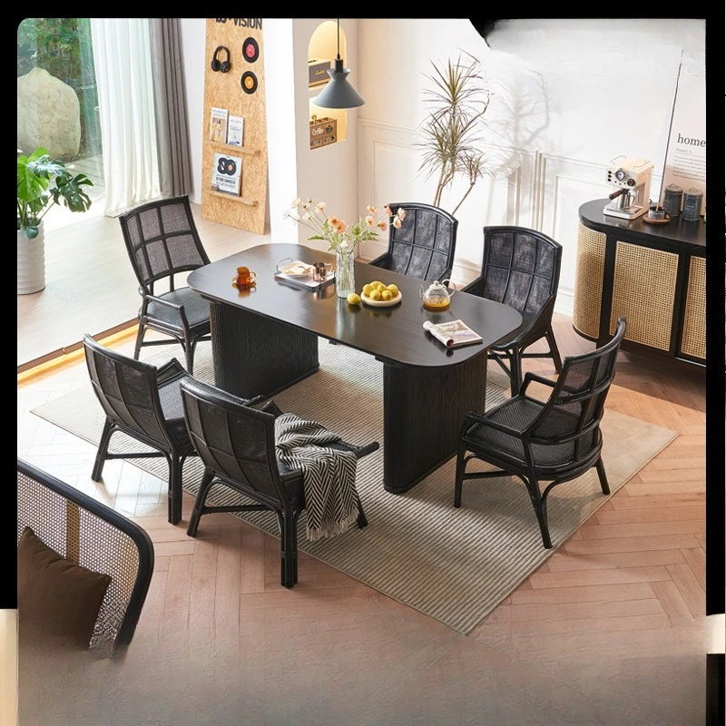 Nordic solid wood dining table modern simple black long table and chair combination household small apartment hotel restaurant d 
Nordic solid wood dining table modern simple black long table and chair combination household small apartment hotel restaurant d