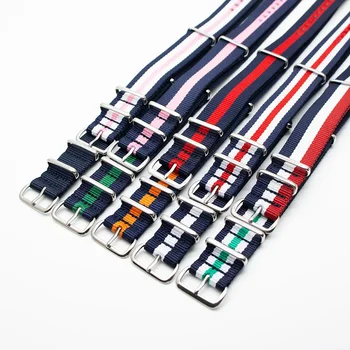 튼튼한 나일론 스트라이프 스트랩, 스포츠 캐주얼 시계 팔찌와 호환 가능한 손목 밴드, 18mm, 20mm, 22mm, 24mm 스타일