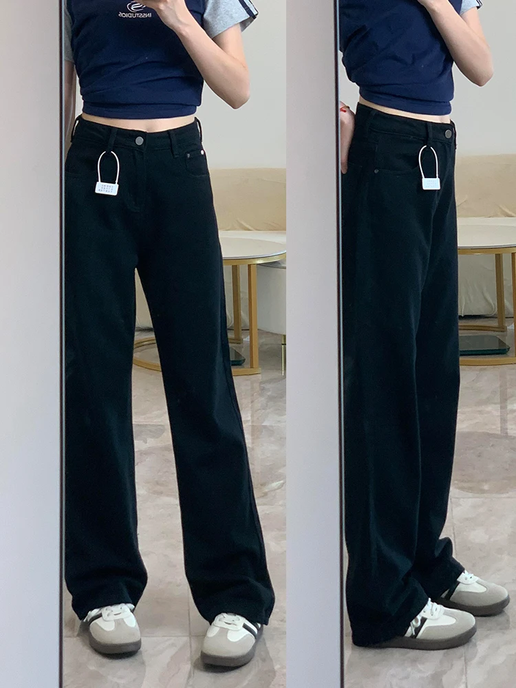 Прямые джинсовые джинсы с высокой талией, женские широкие брюки грушевого типа, закрывающие бедра, утягивающие большие размеры, повседневные, чистый цвет
Прямые джинсовые джинсы с высокой талией, женские широкие брюки грушевого типа, закрывающие бедра, утягивающие большие размеры, повседневные, чистый цвет