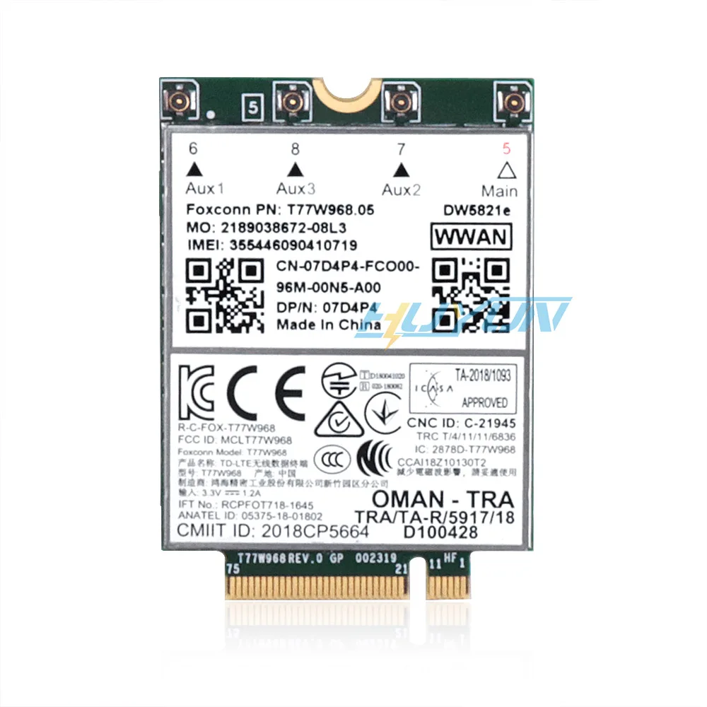 Original DW5821e T77W968 LTE Cat16 M.2 4G module for Dell Latitude 7400 7400 2-in-1 5424 5420 Rugged 7424 Rugged Extreme
Original DW5821e T77W968 LTE Cat16 M.2 4G module for Dell Latitude 7400 7400 2-in-1 5424 5420 Rugged 7424 Rugged Extreme