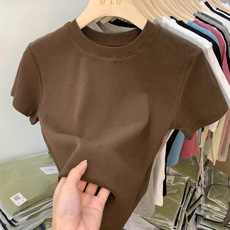 Облегающая футболка ort Sve round Ne, женская летняя многослойная футболка в Корейском стиле для поездок на работу, повседневная базовая футболка irt
Облегающая футболка ort Sve round Ne, женская летняя многослойная футболка в Корейском стиле для поездок на работу, повседневная базовая футболка irt