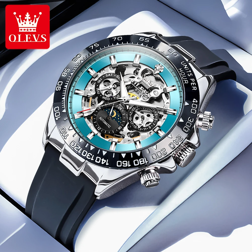 OLEVS 6713 Business Men's Watches Moon Phase Luminous Calendar Skeleton Automatic Mechanical Wristwatch for Man
OLEVS 6713 Business Men's Watches Moon Phase Luminous Calendar Skeleton Automatic Mechanical Wristwatch for Man