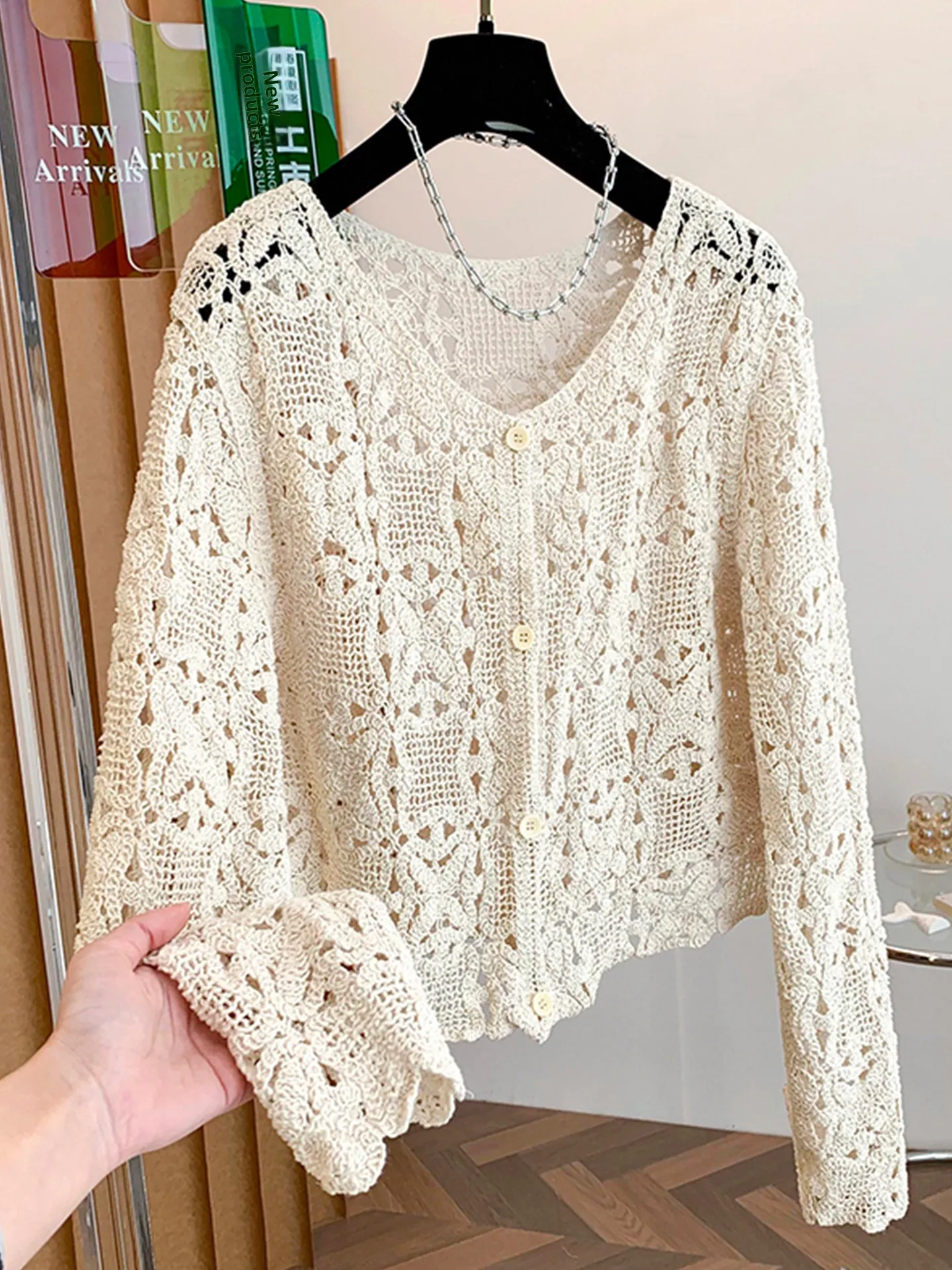 n Long Sve Knitted Open Cardigan Women's Outerwear Large Size Beautiful ort irt Top Hollow out Hook Flower Design
n Long Sve Knitted Open Cardigan Women's Outerwear Large Size Beautiful ort irt Top Hollow out Hook Flower Design