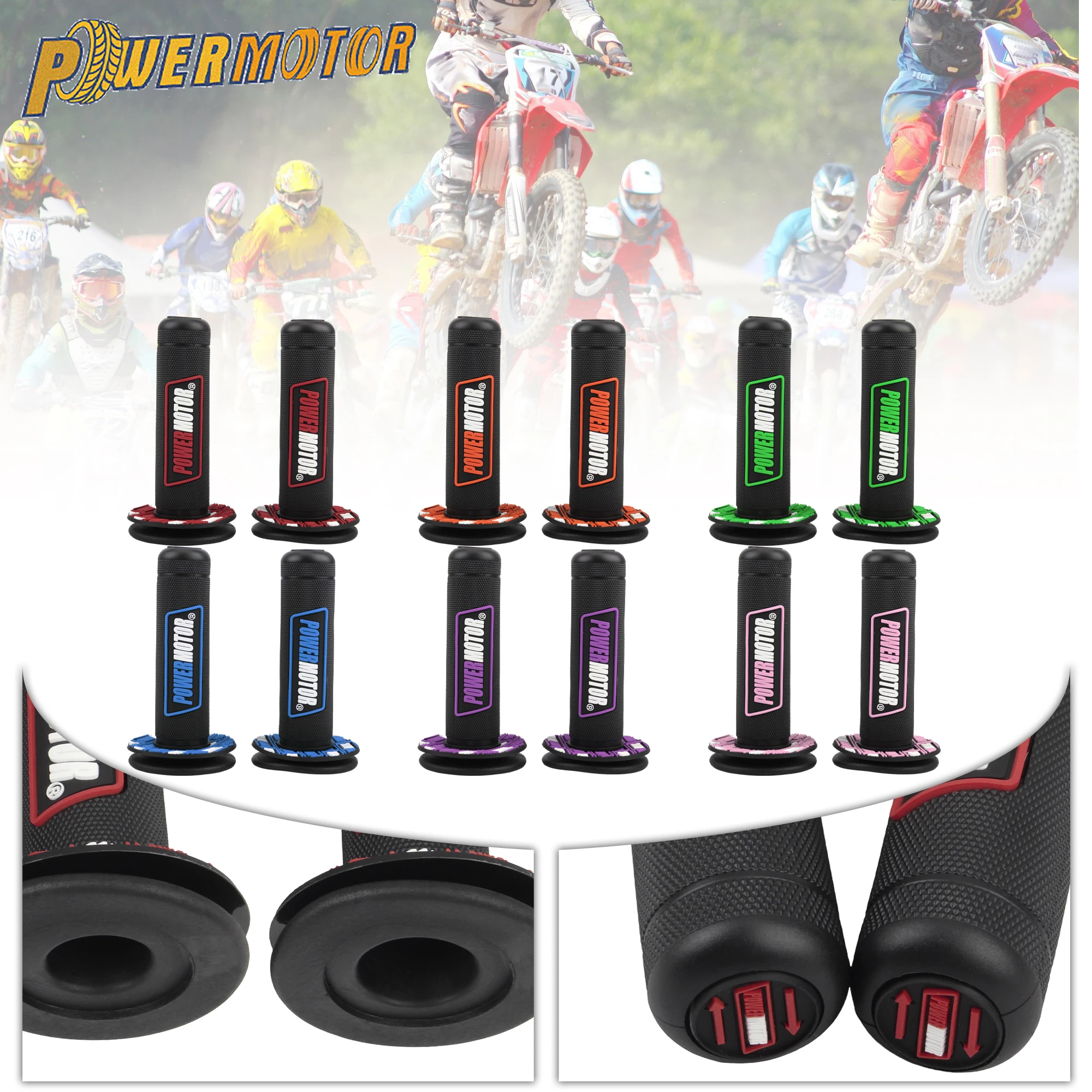 Universal Motorcycle POWERMOTOR Grips 7/8" 22 24mm Handlebars Handle For Honda Yamaha KTM Dirt Pit Bike Motocross Accessories
Universal Motorcycle POWERMOTOR Grips 7/8" 22 24mm Handlebars Handle For Honda Yamaha KTM Dirt Pit Bike Motocross Accessories