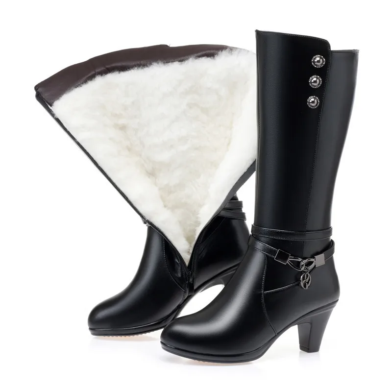2024 New Winter Footwear Genuine Leather Women's Boots Fashion Chain Wool Warm Boots Women High Heel Riding Boots Shoes Women
2024 New Winter Footwear Genuine Leather Women's Boots Fashion Chain Wool Warm Boots Women High Heel Riding Boots Shoes Women