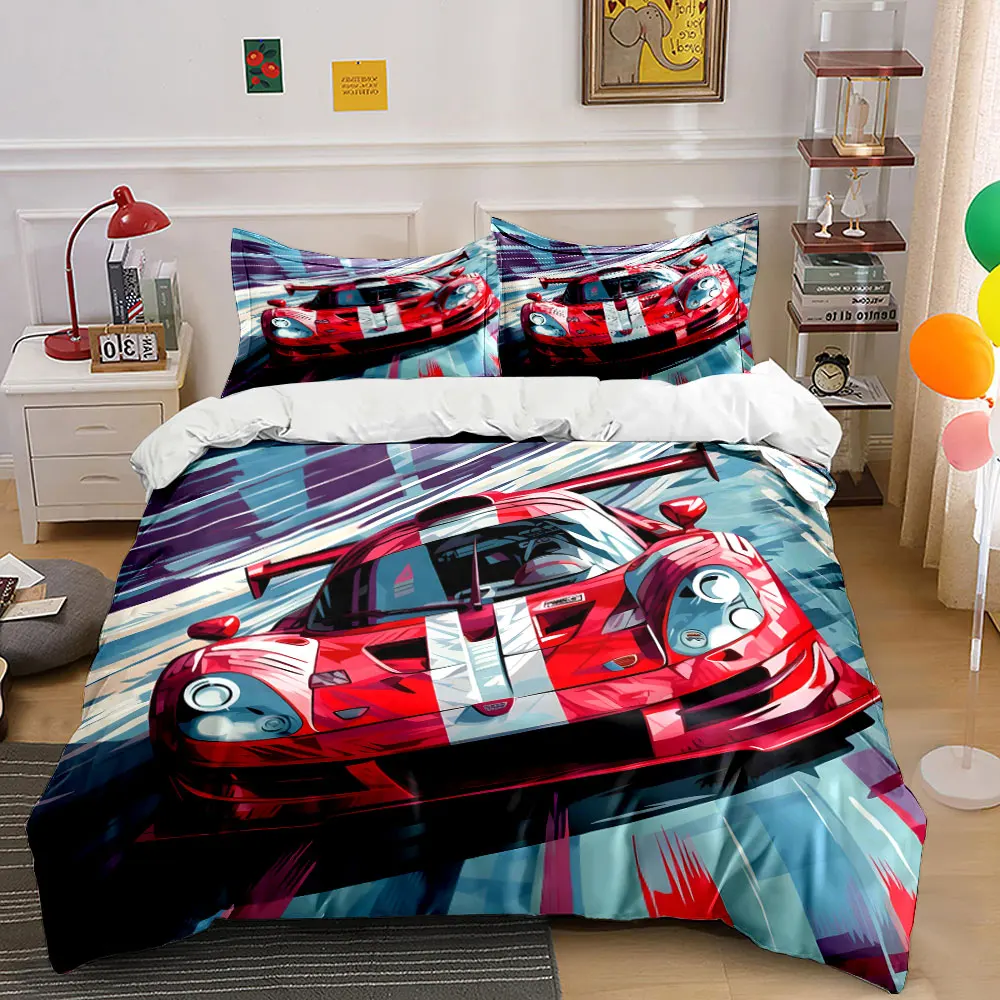 Red racing car speeding on track Duvet Cover Set with 3D Printing Design Soft Polyester Bedding Set All-Season Comfort
Red racing car speeding on track Duvet Cover Set with 3D Printing Design Soft Polyester Bedding Set All-Season Comfort
