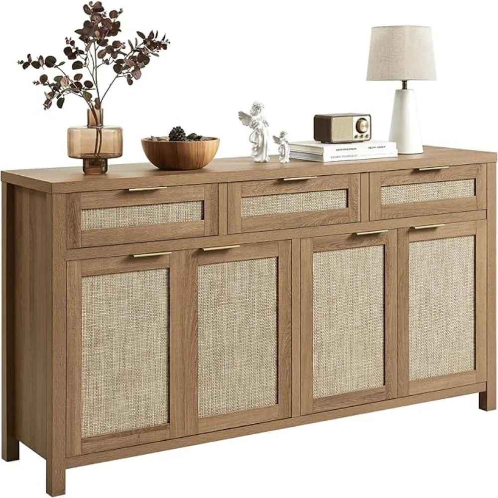Rattan Sideboard Buffet Cabinet, Boho Storage Cabinet with Adjustable Shelves, Farmhouse Credenza Coffee Bar Cabinet
Rattan Sideboard Buffet Cabinet, Boho Storage Cabinet with Adjustable Shelves, Farmhouse Credenza Coffee Bar Cabinet