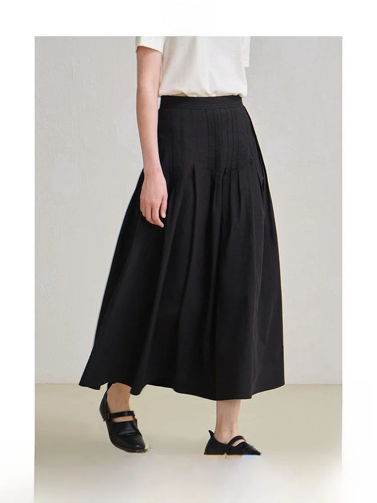 Travel Original Linen Cotton Pleated Half-length Umbrella Skirt Versatile Elegant Black Women's Summer Fashion City Commute
Travel Original Linen Cotton Pleated Half-length Umbrella Skirt Versatile Elegant Black Women's Summer Fashion City Commute