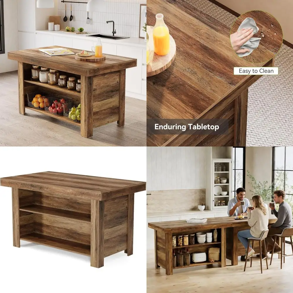 Кухонный остров из дерева в рустикальном стиле, коричневый, 55 дюймов, с местом для хранения, 3-уровневыми полками и большой рабочей поверхностью
Кухонный остров из дерева в рустикальном стиле, коричневый, 55 дюймов, с местом для хранения, 3-уровневыми полками и большой рабочей поверхностью