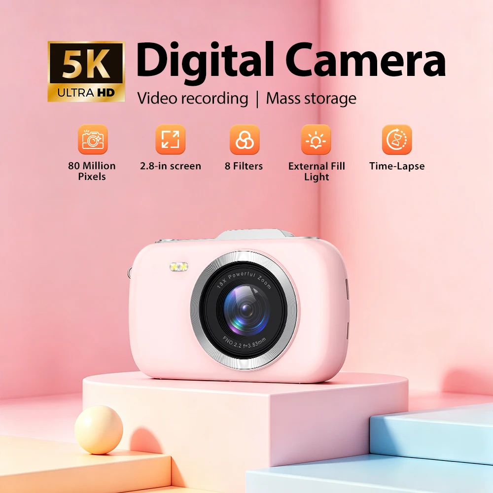 5K UHD Camcorder with 80MP Photo, 18X Digital Zoom, 2.8" Screen, Flash & Fill Light, 8 Filters, Loop Recording, Slow Motion, Tim
5K UHD Camcorder with 80MP Photo, 18X Digital Zoom, 2.8" Screen, Flash & Fill Light, 8 Filters, Loop Recording, Slow Motion, Tim