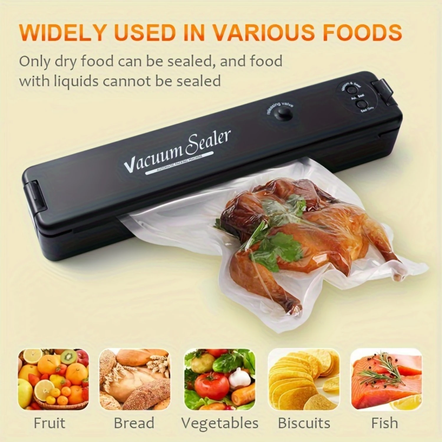 1pc Vacuum Sealer Machine Food, Vacuum Sealer Automatic Air Sealing System For Food Dry Food Modes Compact Design With 10Pcs Va
1pc Vacuum Sealer Machine Food, Vacuum Sealer Automatic Air Sealing System For Food Dry Food Modes Compact Design With 10Pcs Va