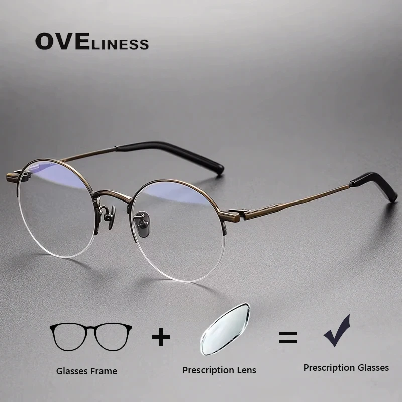 Pure Titanium optical Glasses Frame Men Retro Round half Eyeglasses frame Women Vintage myopia Prescription Eyewear spectacles
Pure Titanium optical Glasses Frame Men Retro Round half Eyeglasses frame Women Vintage myopia Prescription Eyewear spectacles