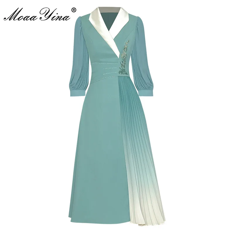 MoaaYina Fashion Designer Spring Dress Women's Lantern sleeve Beading Embroidery Pleated Elegant Midi Dress Vestidos
MoaaYina Fashion Designer Spring Dress Women's Lantern sleeve Beading Embroidery Pleated Elegant Midi Dress Vestidos