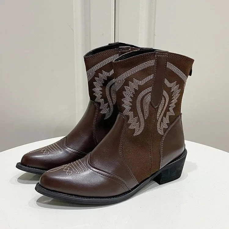 Autumn New Luxury Woman Mid-calf Boots Trend Pointed Square Heel Slip on Embroidered Western Cowboy Boot for Women Zapatos Mujer
Autumn New Luxury Woman Mid-calf Boots Trend Pointed Square Heel Slip on Embroidered Western Cowboy Boot for Women Zapatos Mujer