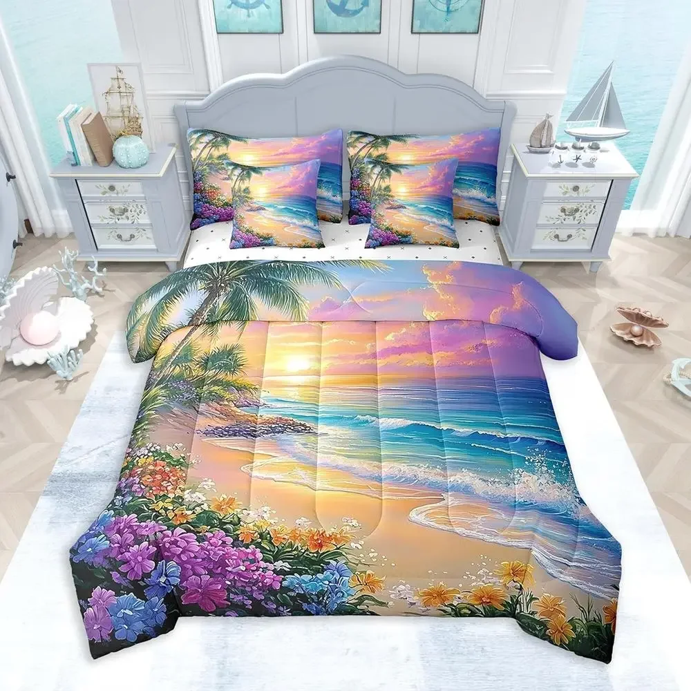 King Size Beach Sunset 7-Piece Comforter Set with Sheets, Pillowcases, and Cushion Covers for Tropical Themed Bedrooms
King Size Beach Sunset 7-Piece Comforter Set with Sheets, Pillowcases, and Cushion Covers for Tropical Themed Bedrooms