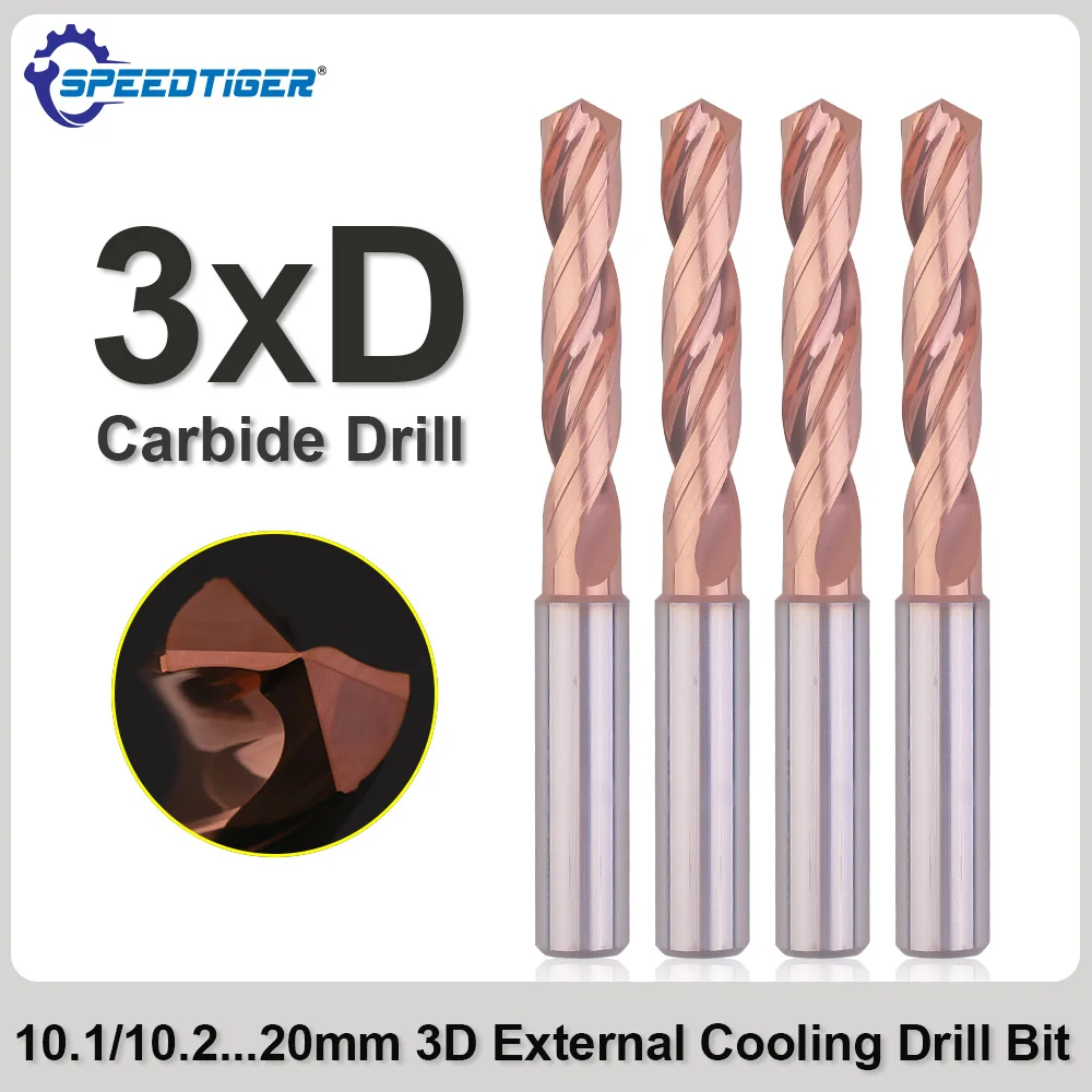 SPEEDTIGER HRC65 3XD Tungsten Carbide External Cooling Drill Bit Dia 10.1-20mm Double-edge Band Forming Groove Twist Drill
SPEEDTIGER HRC65 3XD Tungsten Carbide External Cooling Drill Bit Dia 10.1-20mm Double-edge Band Forming Groove Twist Drill