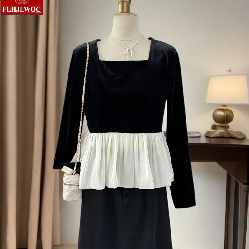 Square Neck Black Peplum Tops Blouse New Year Japanese Girls Woman Autumn Winter Basic Long Sleeve Retro Vintage Belly Shirts
Square Neck Black Peplum Tops Blouse New Year Japanese Girls Woman Autumn Winter Basic Long Sleeve Retro Vintage Belly Shirts