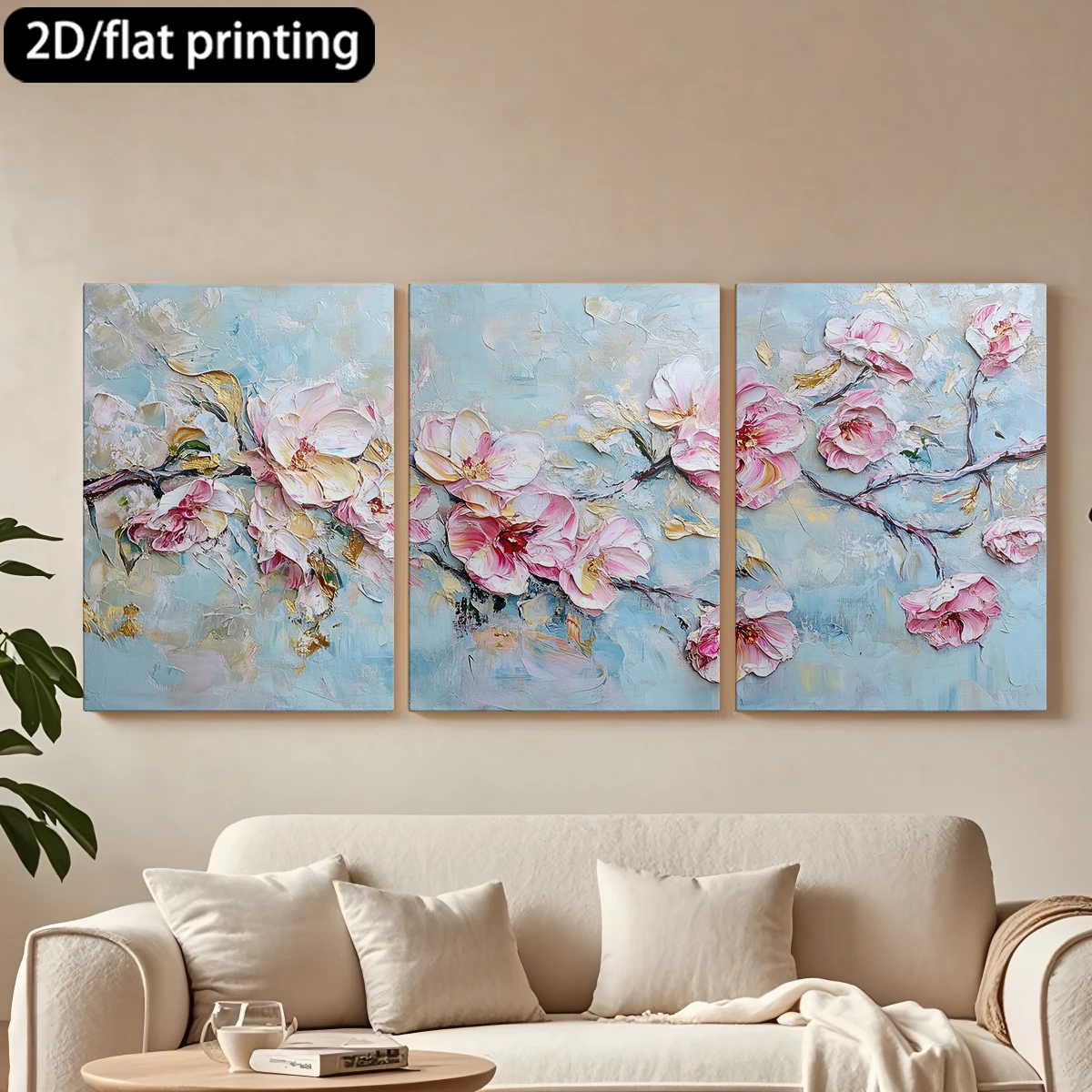 3pc wooden frame canvas decorative paintingHand-painted oil, pink blossoming branches.Corridor bedroom decoration
3pc wooden frame canvas decorative paintingHand-painted oil, pink blossoming branches.Corridor bedroom decoration