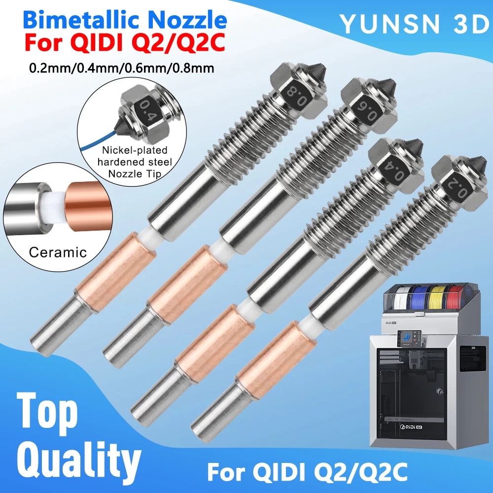 Сопло для QIDI Q2/Q2C Биметаллические сопла Hotend 0,2/0,4/0,6/0,8 мм Быстросъемная керамическая изоляция Интеграция Детали 3D-принтера
Сопло для QIDI Q2/Q2C Биметаллические сопла Hotend 0,2/0,4/0,6/0,8 мм Быстросъемная керамическая изоляция Интеграция Детали 3D-принтера