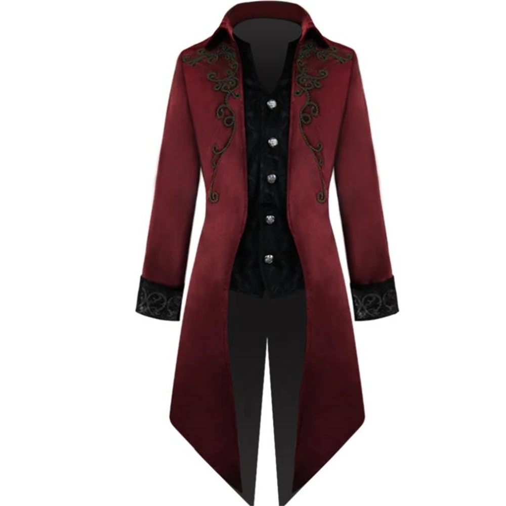 Men Medieval Costume Victorian Black Red Retro Patchwork Jacket Steampunk Trench Tuxedo Tailcoat Jacket Coat Gothic Overcoat
Men Medieval Costume Victorian Black Red Retro Patchwork Jacket Steampunk Trench Tuxedo Tailcoat Jacket Coat Gothic Overcoat