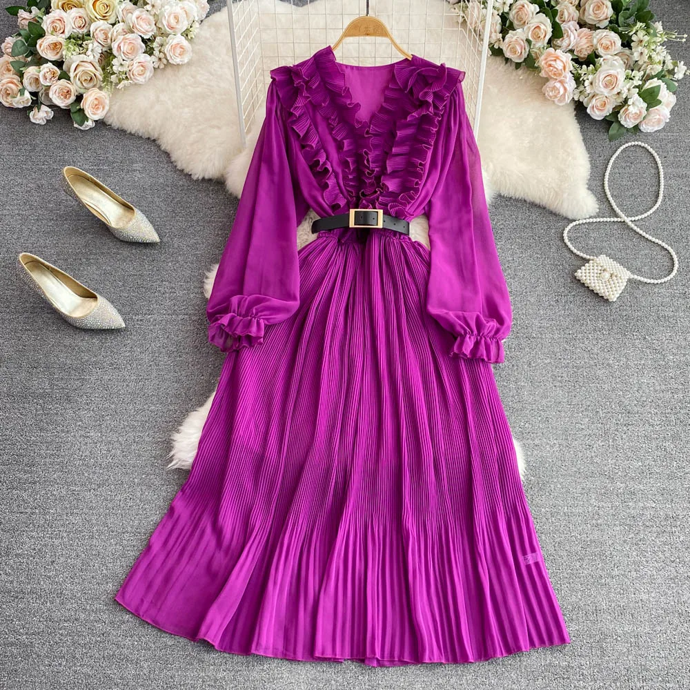 High Waist Sexy Vestidos Vintage Solid Y2K Chic Party Casual Sweet Party Club Elegant Pleated Belt V Neck Fashion Women Dress
High Waist Sexy Vestidos Vintage Solid Y2K Chic Party Casual Sweet Party Club Elegant Pleated Belt V Neck Fashion Women Dress