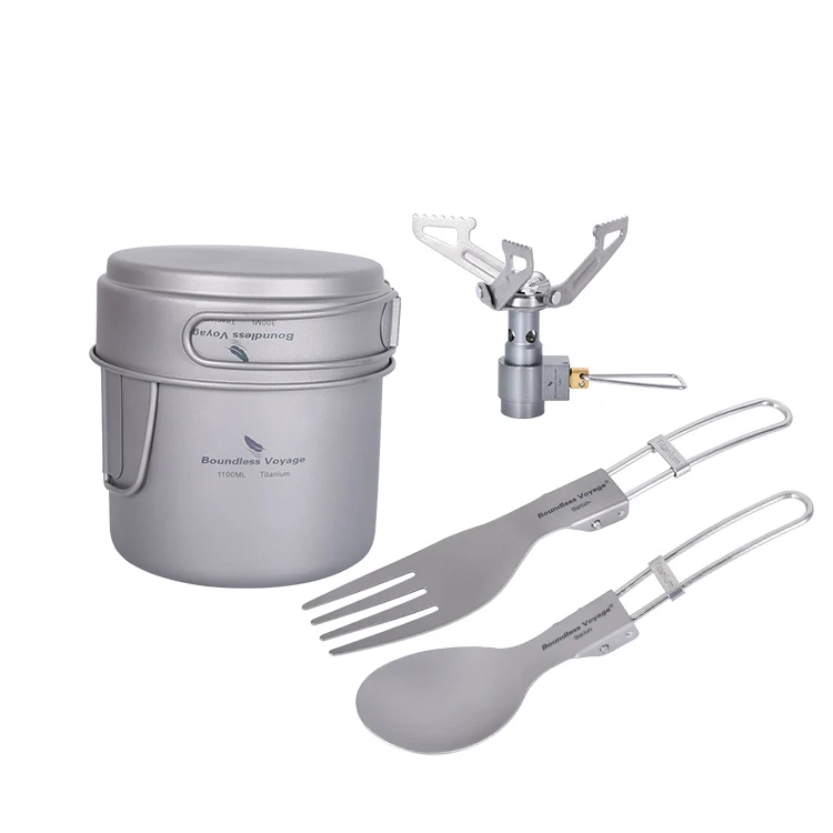 Boundless Voyage Titanium Camp Kitchen Outdoor Camping Pots Pans Set Cooking Kit Picnic Camping Cookware 
Boundless Voyage Titanium Camp Kitchen Outdoor Camping Pots Pans Set Cooking Kit Picnic Camping Cookware