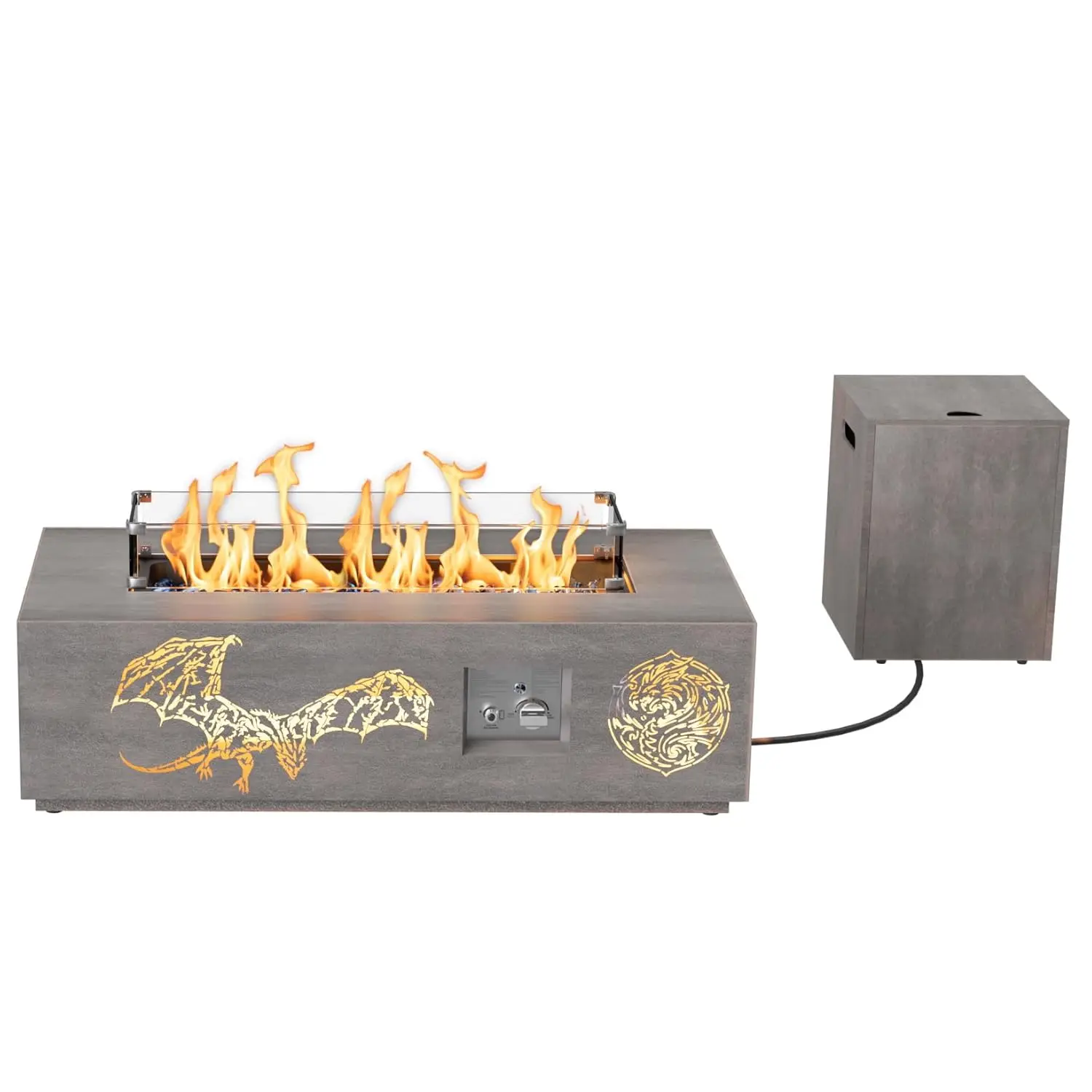 42in Rectangular Propane Fire Pit Table 50000BTU Glass Wind Guard Lid Rocks Cover Outdoor Patio Customized
42in Rectangular Propane Fire Pit Table 50000BTU Glass Wind Guard Lid Rocks Cover Outdoor Patio Customized