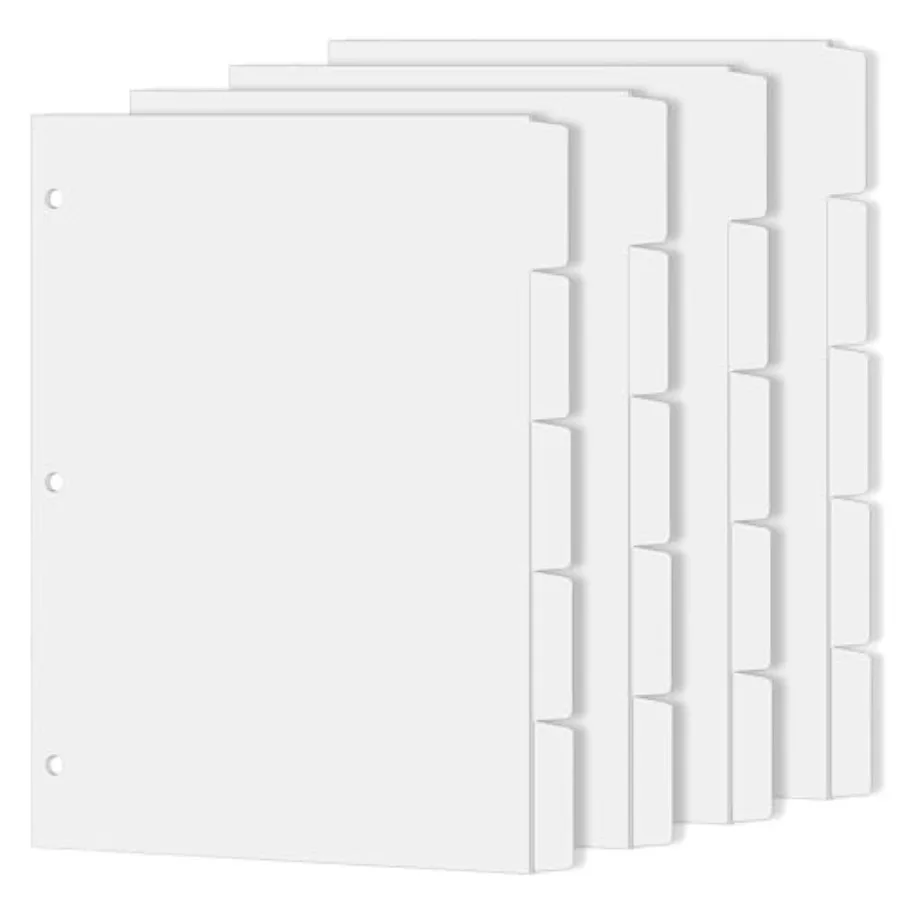 Binder Dividers for 3 Ring Binder, 1/5 Cut Tabs, Letter Size, Blank Write On Page Dividers with 5 Big Tabs for School Office Ho
Binder Dividers for 3 Ring Binder, 1/5 Cut Tabs, Letter Size, Blank Write On Page Dividers with 5 Big Tabs for School Office Ho