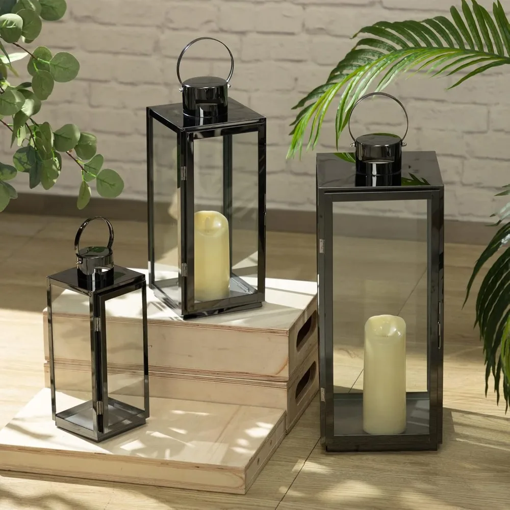 Stainless Decorative Candle Lantern Set of 3, Hanging Decor Hurricane Lantern Candle Holder for Festival Ceremony Home Decor
Stainless Decorative Candle Lantern Set of 3, Hanging Decor Hurricane Lantern Candle Holder for Festival Ceremony Home Decor