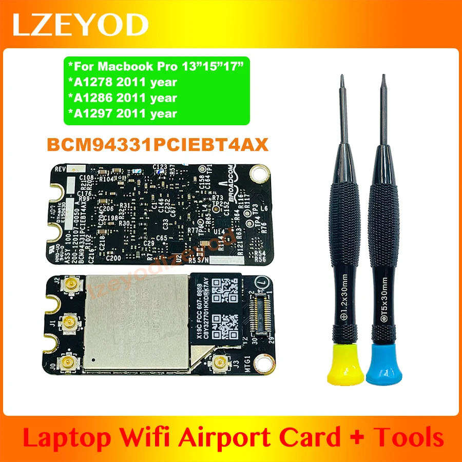 Original WiFi Airport Card With Tools BCM94331PCIEBT4AX Bluetooth 3.0 Wifi Card BT 3.0 For Macbook Pro A1278 A1286 A1297 2011
Original WiFi Airport Card With Tools BCM94331PCIEBT4AX Bluetooth 3.0 Wifi Card BT 3.0 For Macbook Pro A1278 A1286 A1297 2011