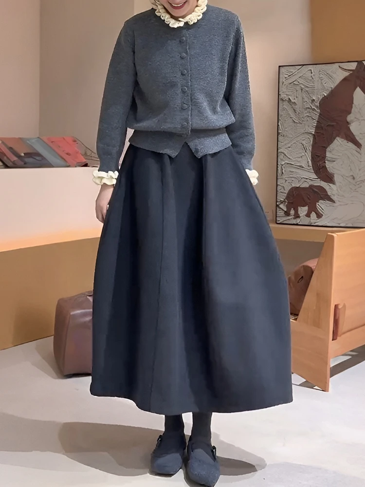 Retro Style Long Sleeve Knitted Open Cardigan And Skirt Set with Wood Grain Elegant Autumn Winter Two Piece Women's Fashion
Retro Style Long Sleeve Knitted Open Cardigan And Skirt Set with Wood Grain Elegant Autumn Winter Two Piece Women's Fashion